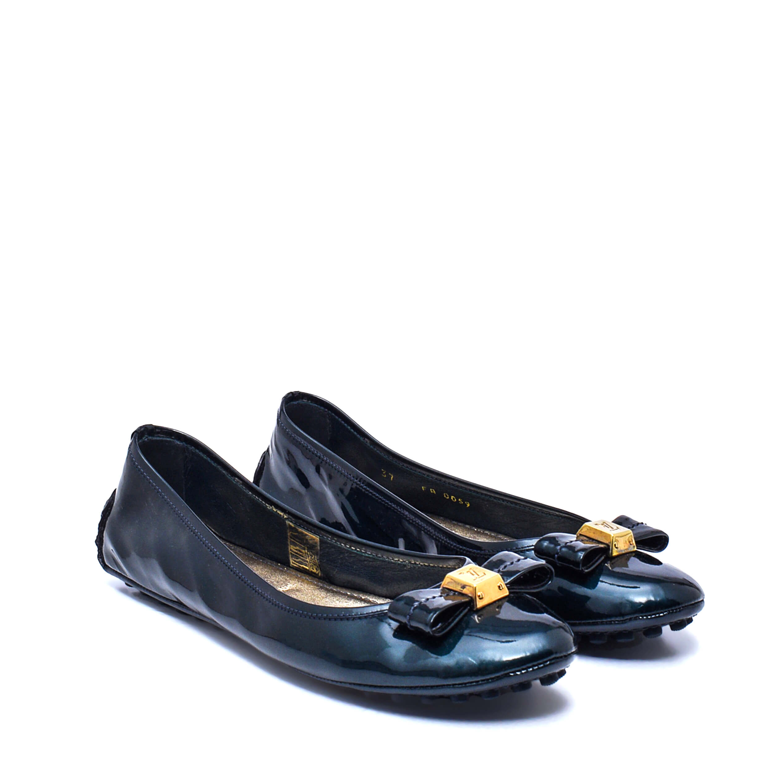 Louis Vuitton - Dark Green Patent Leather Ballet Flat / 37